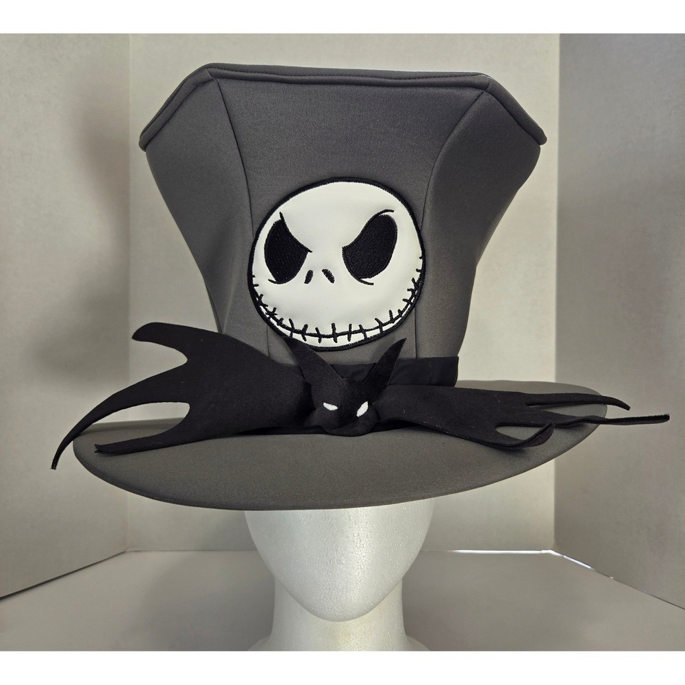 Disney Parks Nightmare Before Christmas Jack Skellington Foam Top Hat Grey Adult